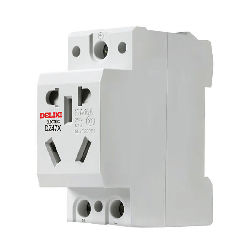 Delixi Electric DZ47X Modular five-hole socket single-phase two-pole 10A + single-phase two-pole with grounding 10A; DZ47X510