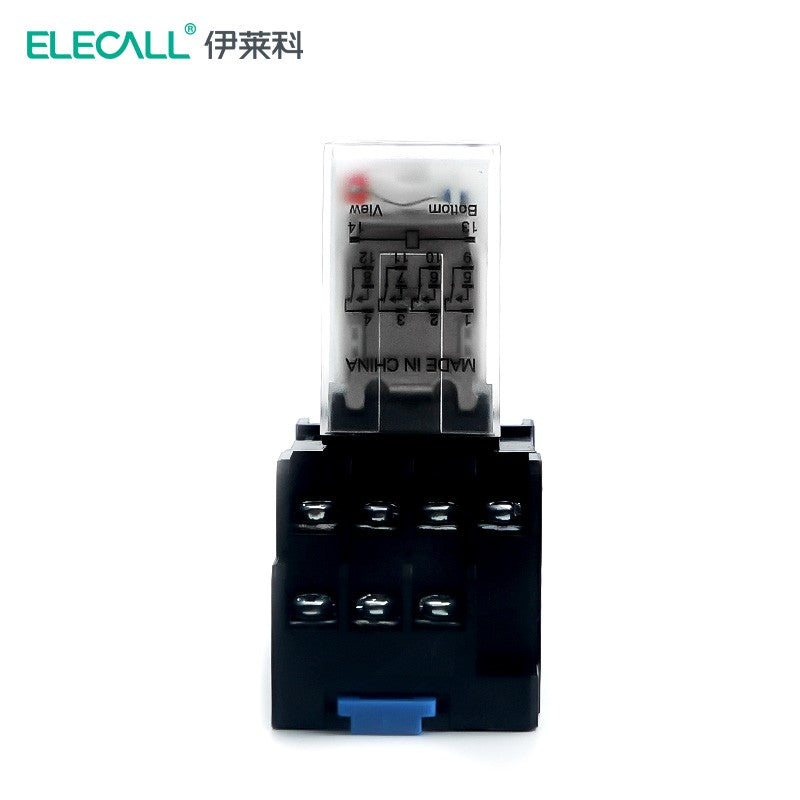 ELECALL HH54P small intermediate relay AC four open four closed with light and base electromagnetic relay set 14 feet MY4NJ AC110V