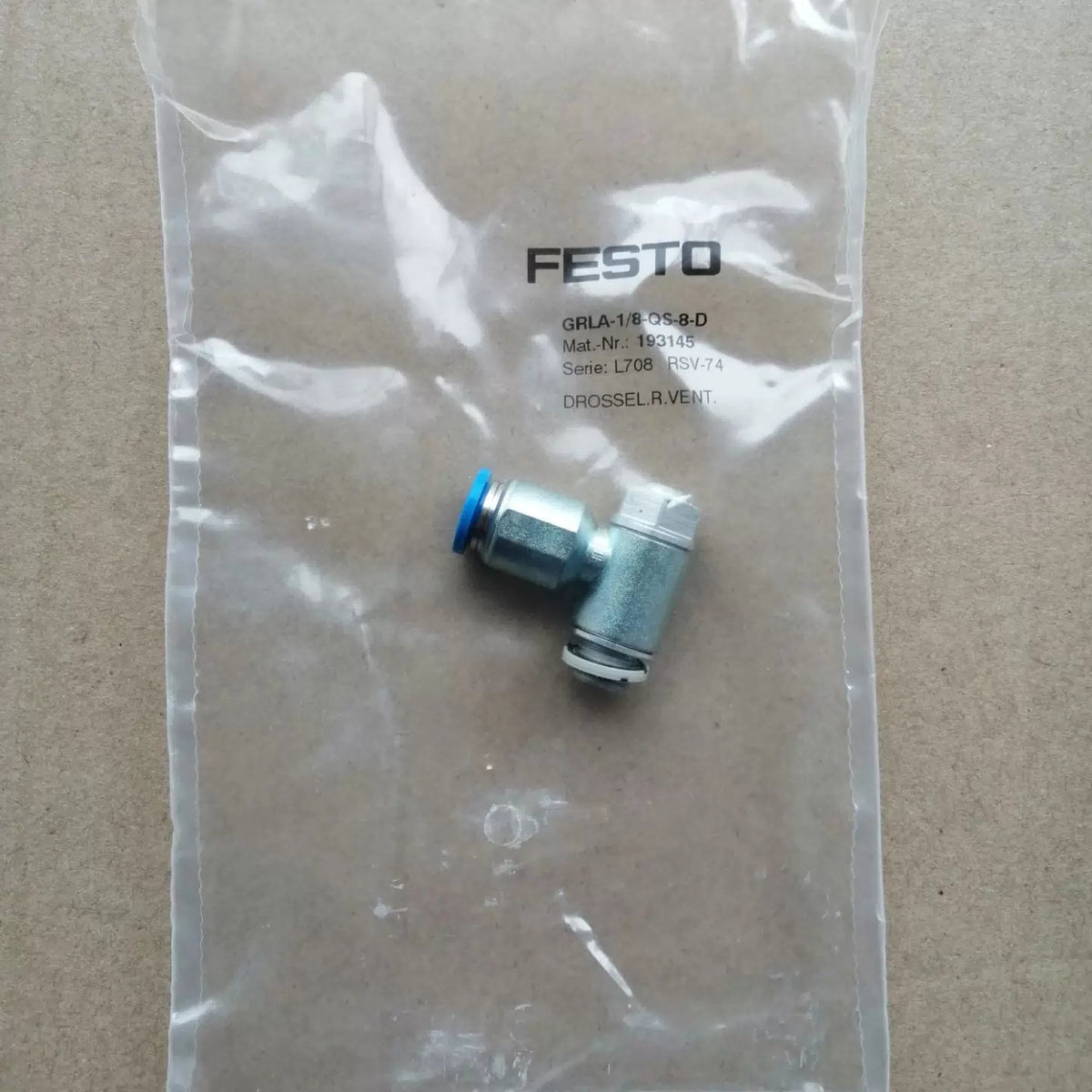 one FESTO One-way throttle valve GRLA-1/8-QS-8-D [1]