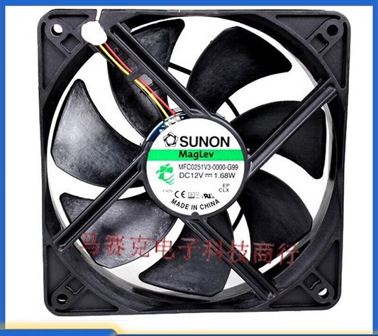 SUNON MFC0251V3-0000-G99 12V 1.68W 12025 12cm 3-Wire Case Cooling Fan