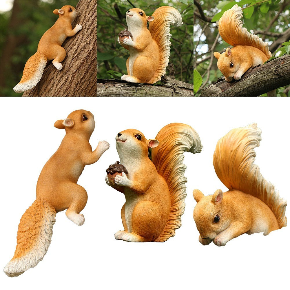 Cute Squirrel Resin Statue Suitable for Garden Yard Outdoor Tree or Fence