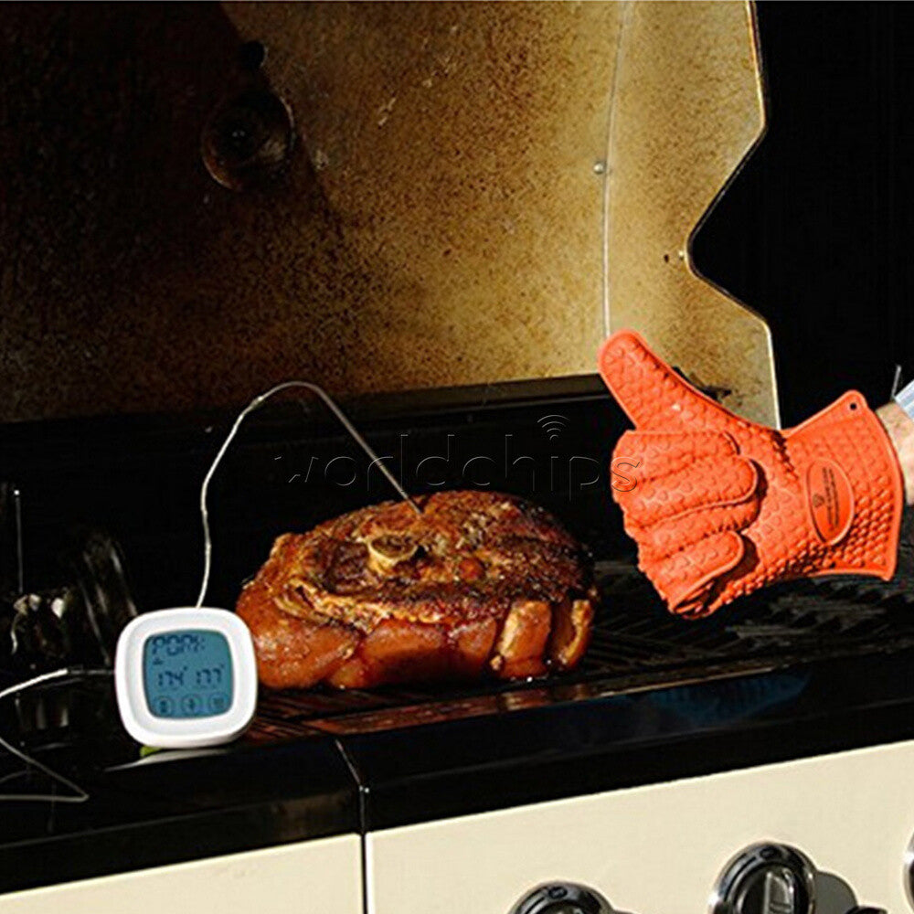 Digital Meat Thermometer for Oven BBQ Grill Food Cooking Touchscreen Timer alarm