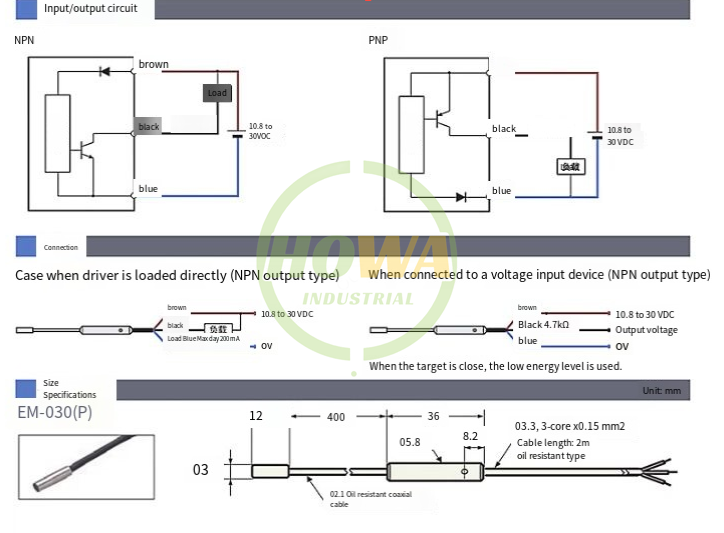 KEYENCE EM-030P Proximity Switch Sensor