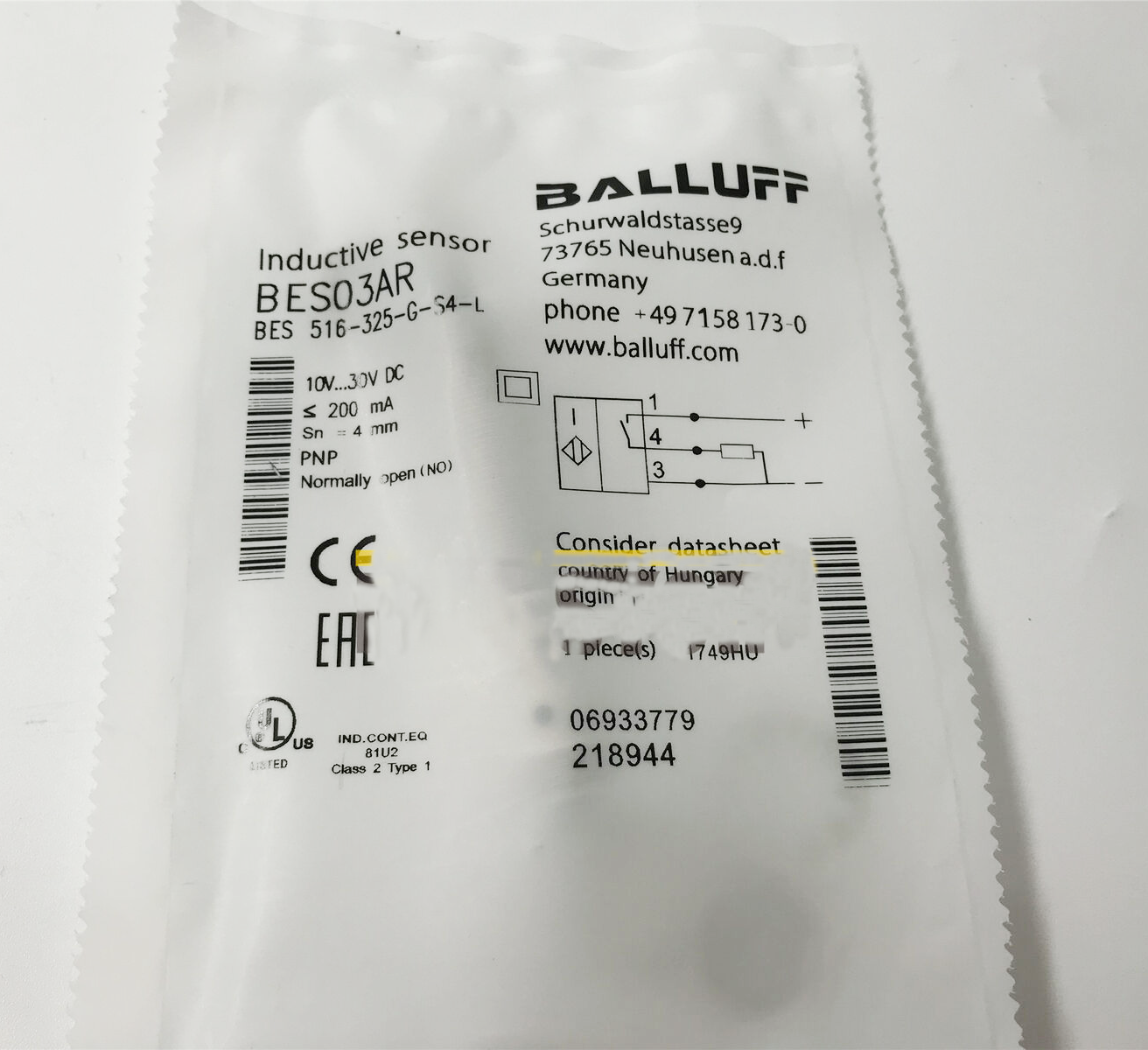 For BALLUFF BES 516-325-G-S4-L（BES03AR）Inductive Standard Sensors PNP