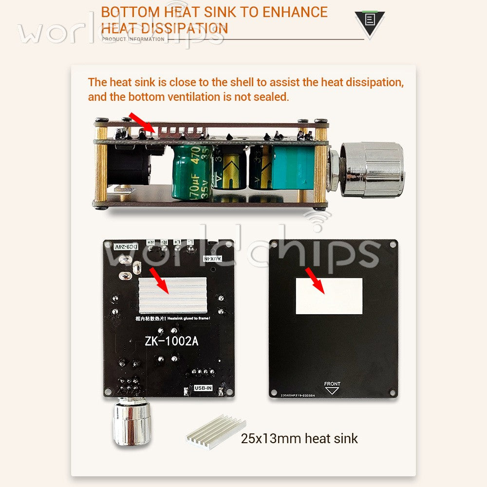ZK-1002A 2.0 Channel Bluetooth Digital Audio Power Amplifier Board 100W+100W USA