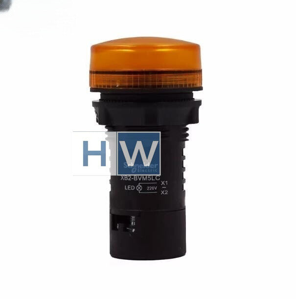 2Pcs  LED Button Indicator Light XB2BVM5LC Yellow Signal Light 22mm AC220V