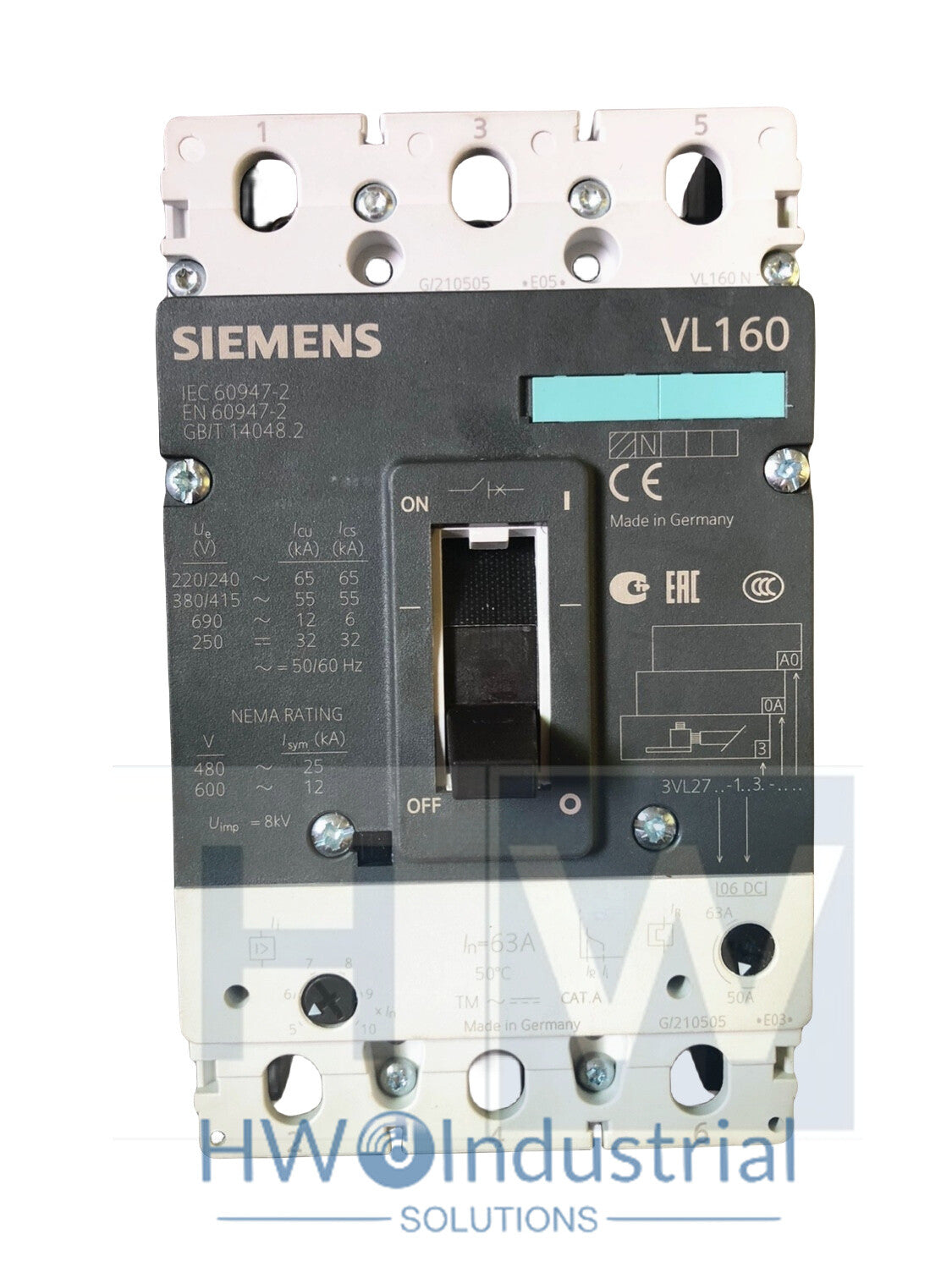 1Pc  SIE-MENS Circuit Breaker 3VL2716-1AA33-0AA0 3VL9206-DC30 -7DC30 3P 63A
