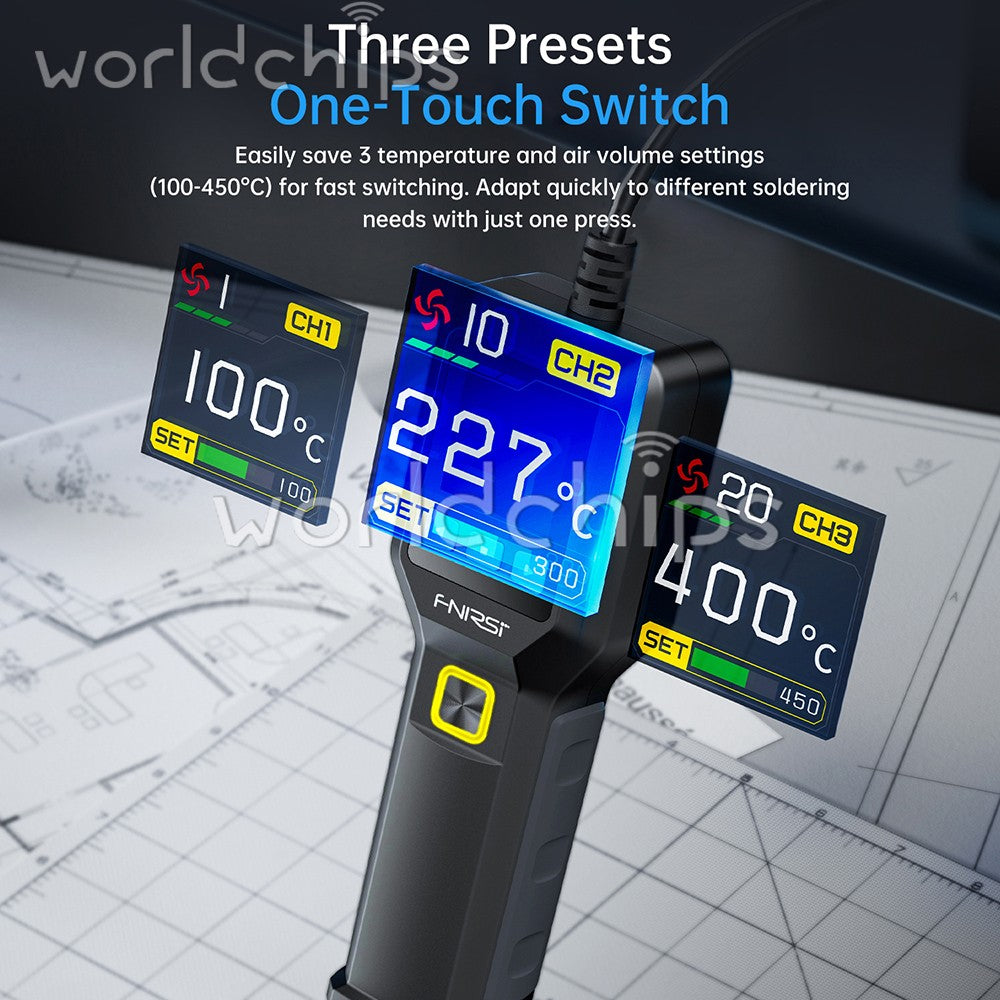 FNIRSI SAG-55 Handheld Portable Hot Air Gun 550W High-Power 20-Gear LCD Display