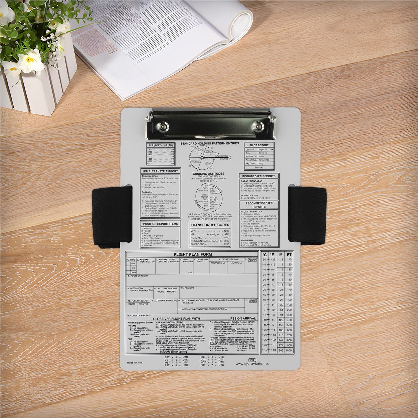 Aluminum Knee Board with Positioning Cards Essential for Flight Students