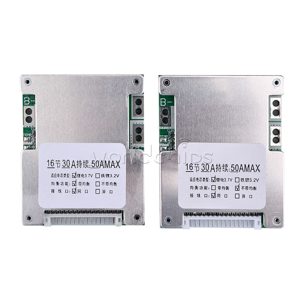16S 60V 50A Same-port Battery Protection Board With Temperature Control Cable