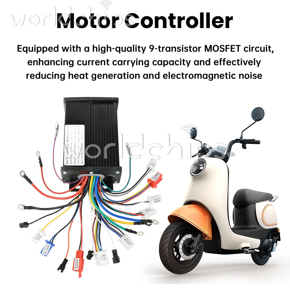 36V 48V 64V 450W Sine Wave 3-Mode 9-Tube MOS Silent Brushless Motor Controller