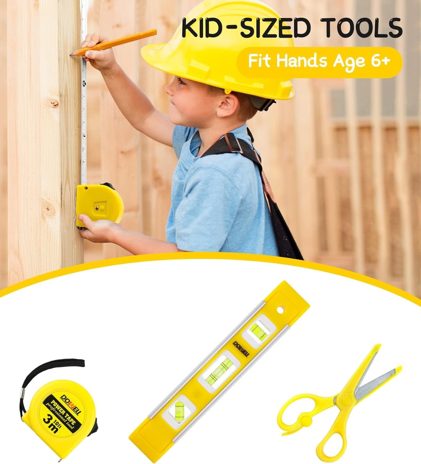 DOWELL Kids Tool Set with Tool Bag Including Real Metal Hand Tools for Boys& Gir