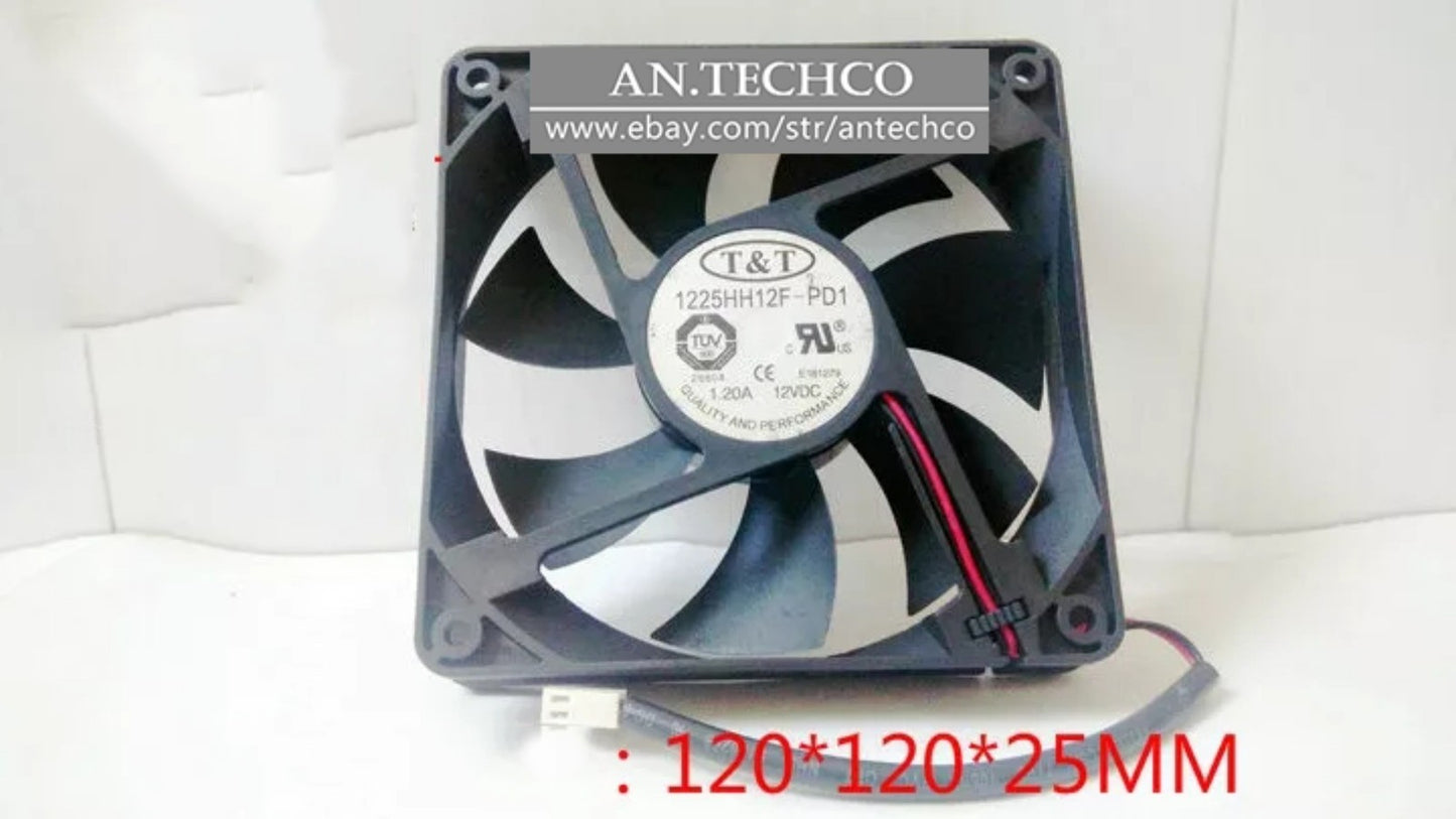 1pcs T&T 1225HH12F-PD1 DC12V 1.20A 2-wire 12CM 120*120*25MM cooling fan 2pin