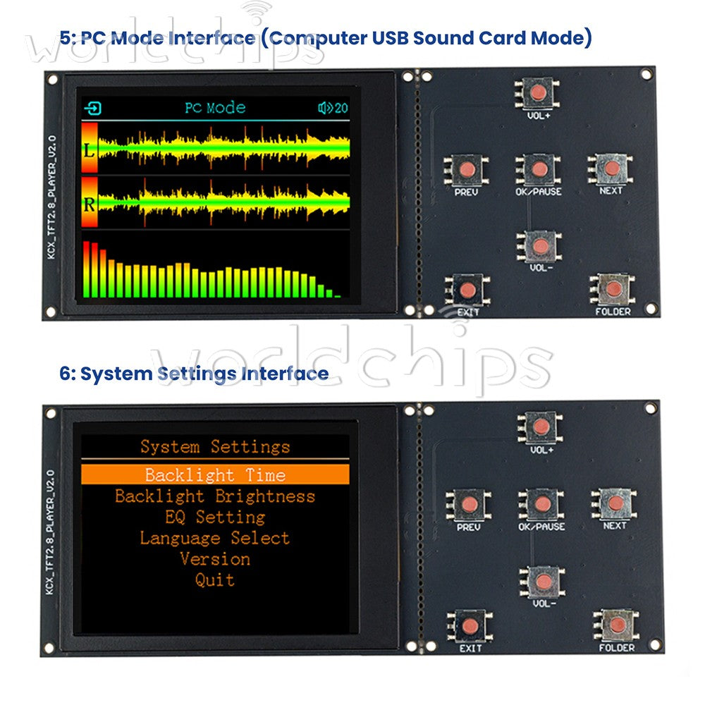 TFT Color Screen 2.8 inch Lossless Audio Decoder Digital Audio Playback Module