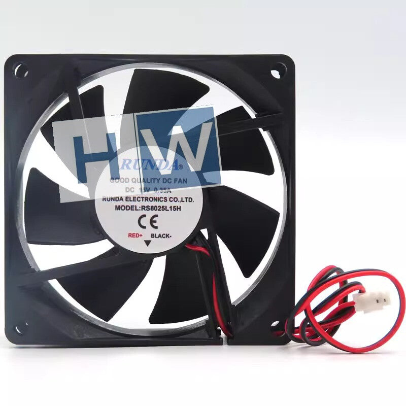 1PC RUNDA RS8025L15H 15V 0.35A 8CM 80*80*25mm Cooling Fan 2-wire