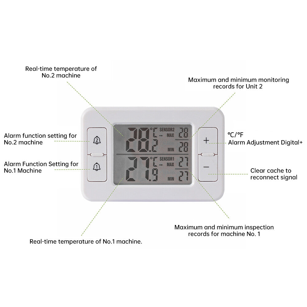 Digital LCD Fridge Thermometer Magnetic Home Refrigerator Thermometer with Alarm