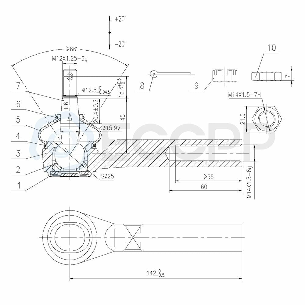 6pcs Front Inner Outer Tie Rods Sway Bars Kit For 2008-2010 Dodge Grand Caravan