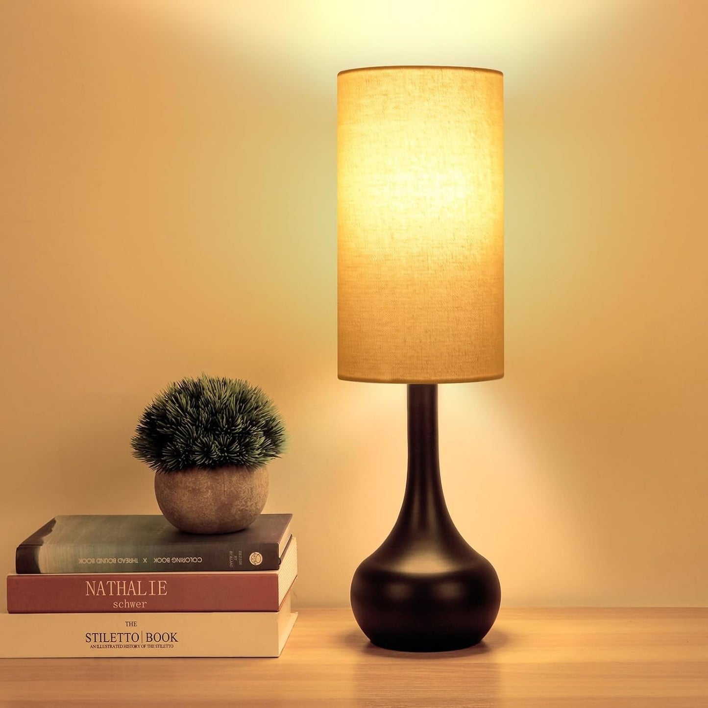 Touch Table Lamp for Nightstand, 3-Way Dimmable, Space Saving & No Assembly Requ