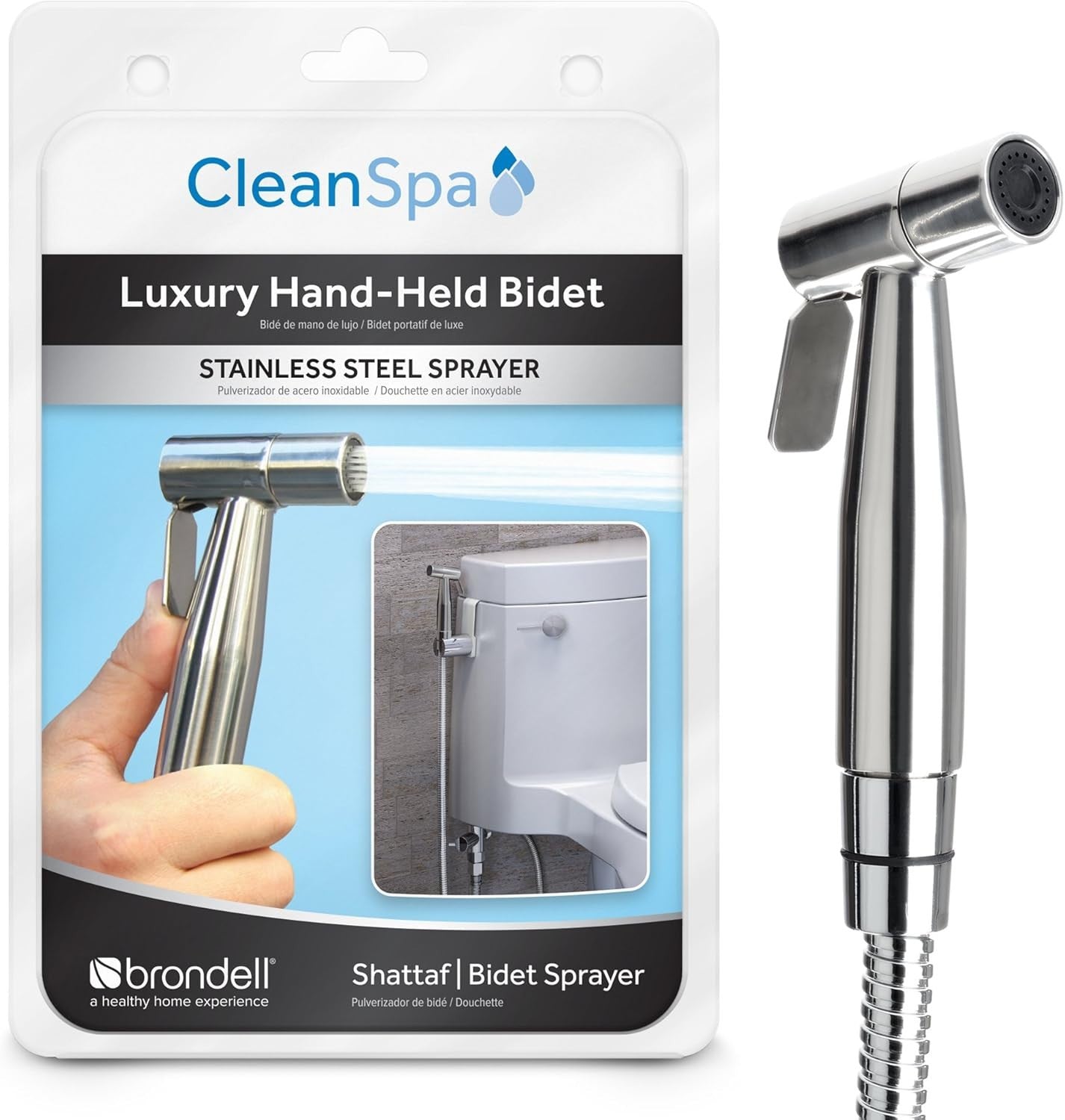 Hand Held Bidet Sprayer, Shattaf Type, Silver - CSL-40 CleanSpa Luxury