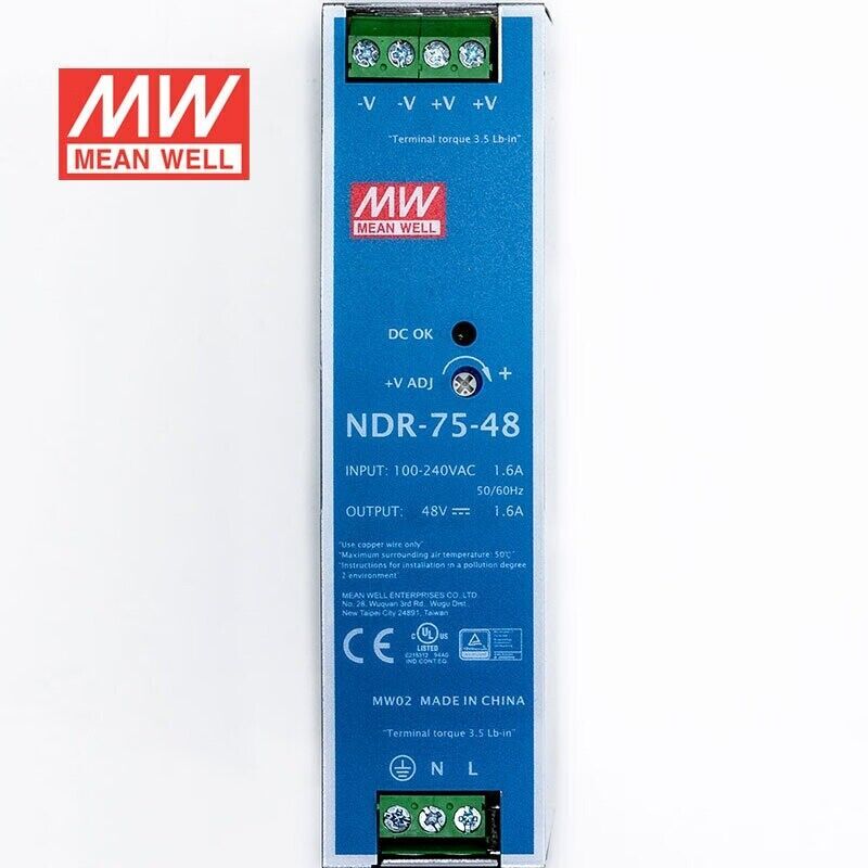 Mean Well NDR-75-48 Switching Power Supply DIN Rail Type 75W 12V 1.6A