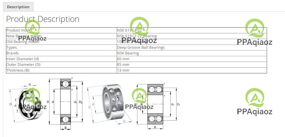 1PC NSK 61912 ZZ Deep Groove Ball Bearings 60x85x13mm. #P