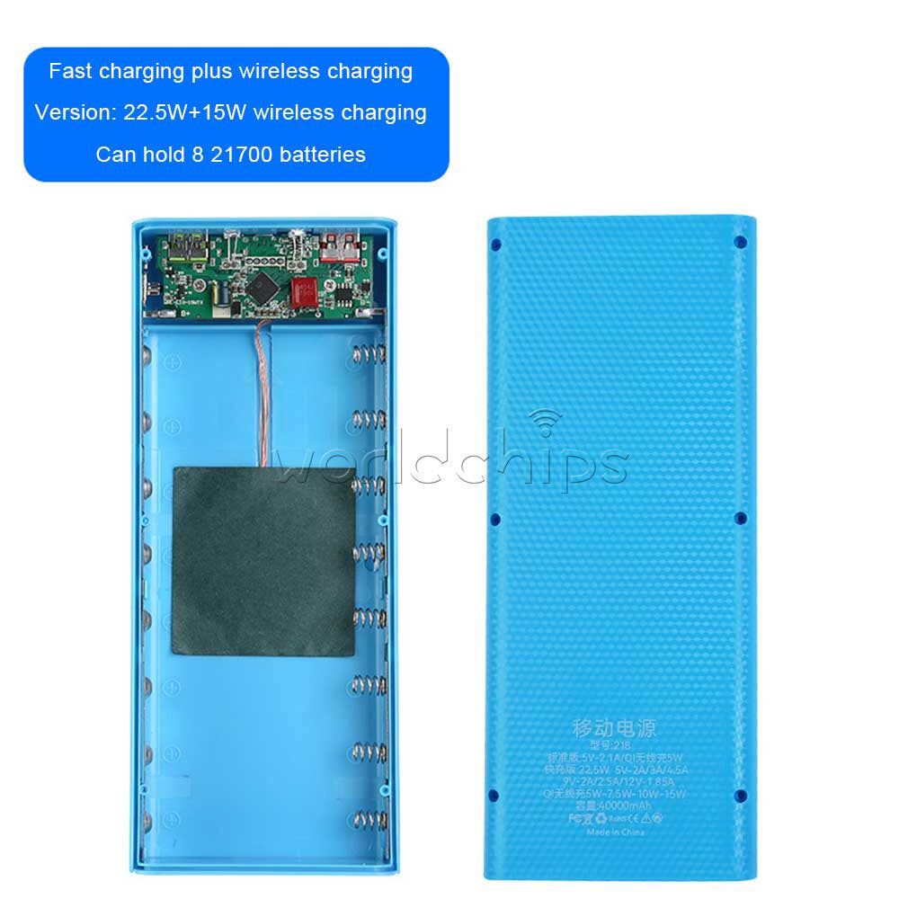 Removable Battery Power Bank DIY 8 Batteries Fast Wireless Charging Welding-Free