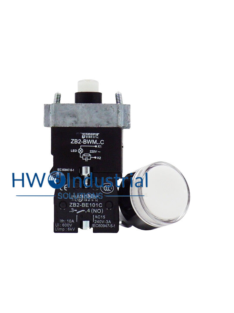 1PC LED Light Self Reset Button Switch XB2BW31M1C XB2-BW31M1C White 1NO 220V