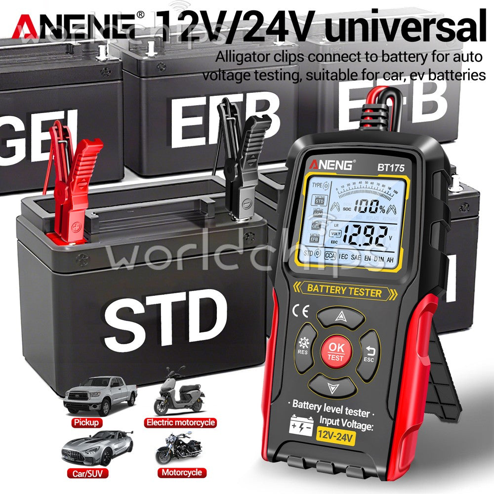 ANENG 12V24V Car Lead-Acid Battery Tester Charging Circuit Loads Diagnostic Tool