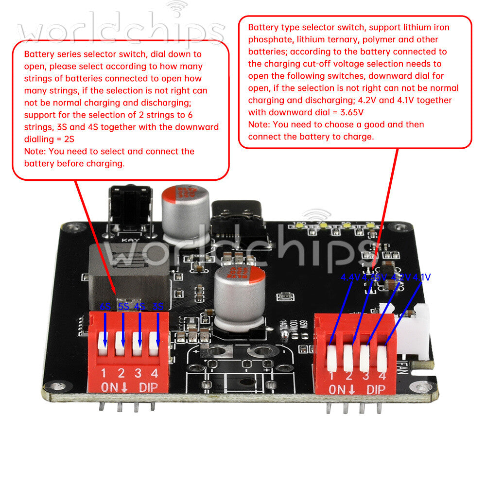 140W Bidirectional Fast Charger Module 2S-6S Li-ion Battery Charging Board