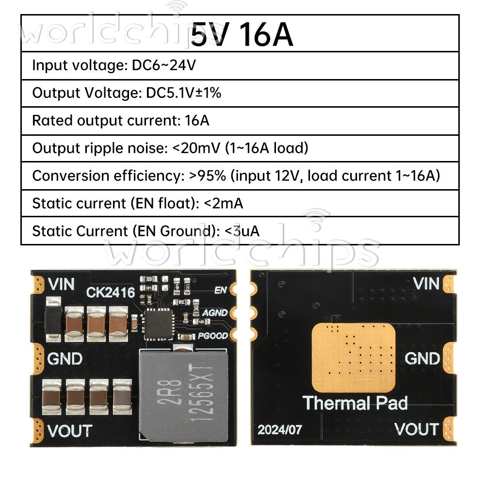 DC-DC Step-down Buck Module 9V12V24V To 5V 16A 12V 12A Power Supply Module 6-24V