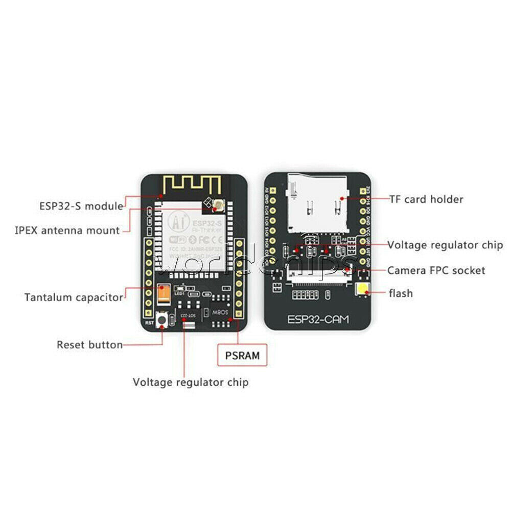 5X 5V ESP32 ESP32-CAM WiFi Bluetooth 32-bit Camera OV2640 2MP Development Module