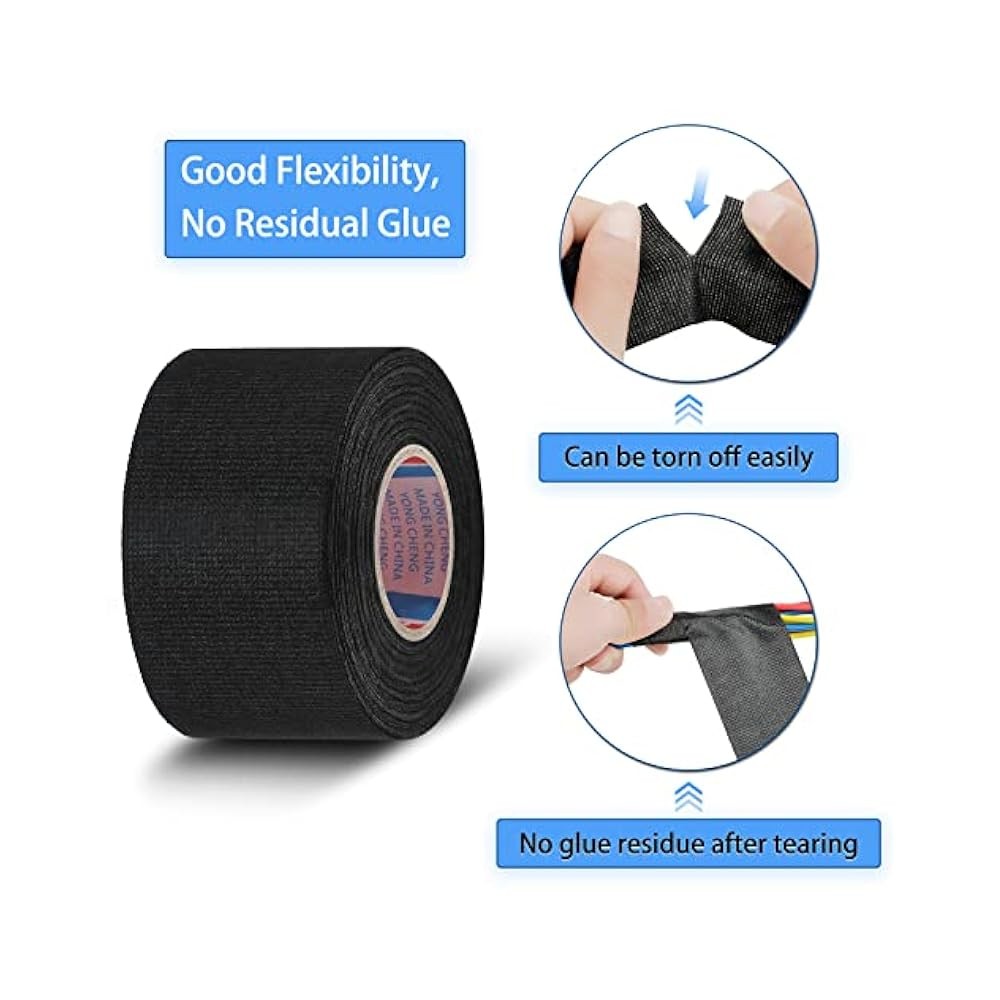 Wire Harness Cloth Tape, 2" x 49.2 FT, 2 Rolls, Heat Proof, Automotive