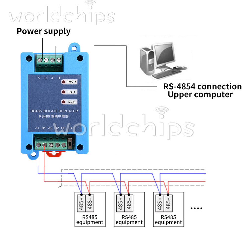 RS485 Wireless Transceiver Board Modbus RTU Module Communication Isolation DIN35