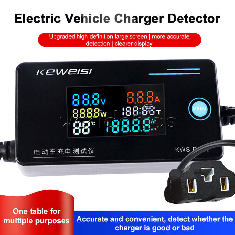 Electric Vehicle Charger Detector Voltage Current Meter Power Temp Tester 8-120V