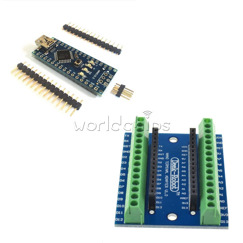 Terminal Adapter + Mini USB Nano V3.0 ATmega328 5V 16M Micro-controller Board