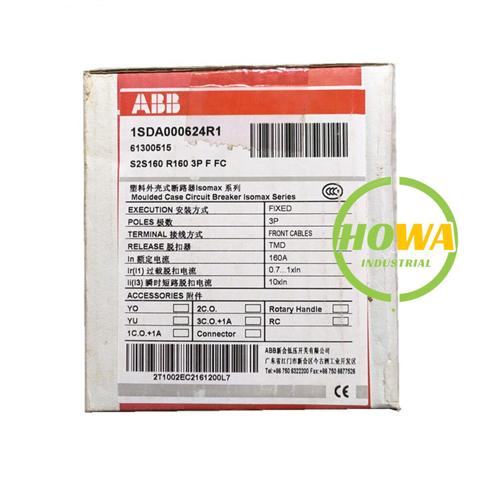 1PC  ABB 3P 160A 1SDA000624R1 Molded Case Circuit Breaker S2S160 R160 3P F FC