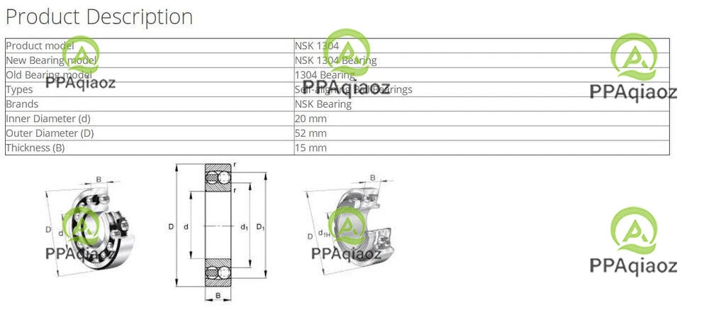 10PCS NSK 1304 Self-Aligning Ball Bearings 20x52x15mm #P