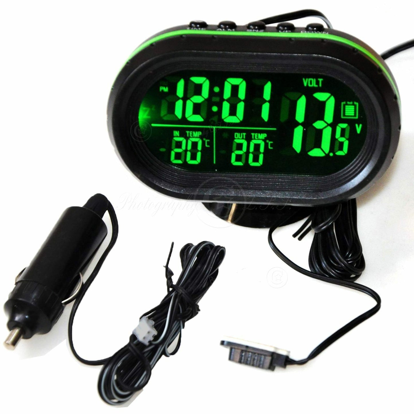 3in1 Car Digital LED Clock Voltmeter Thermometer 12V-24V Battery Voltage Monitor