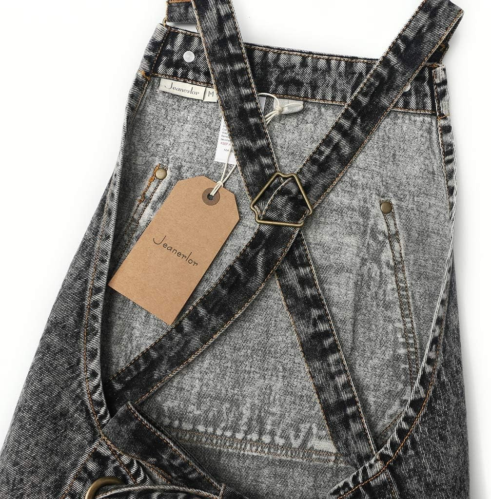 Denim Apron with Pockets, Adjustable Cross Straps, for Work & Crafts