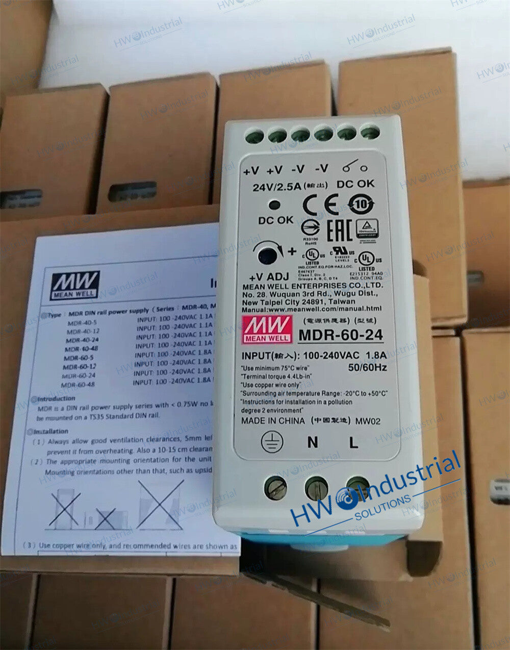 1/piece MDR-60-24 24V2.5A Rail Type MEAN WELL Switching Power Supply