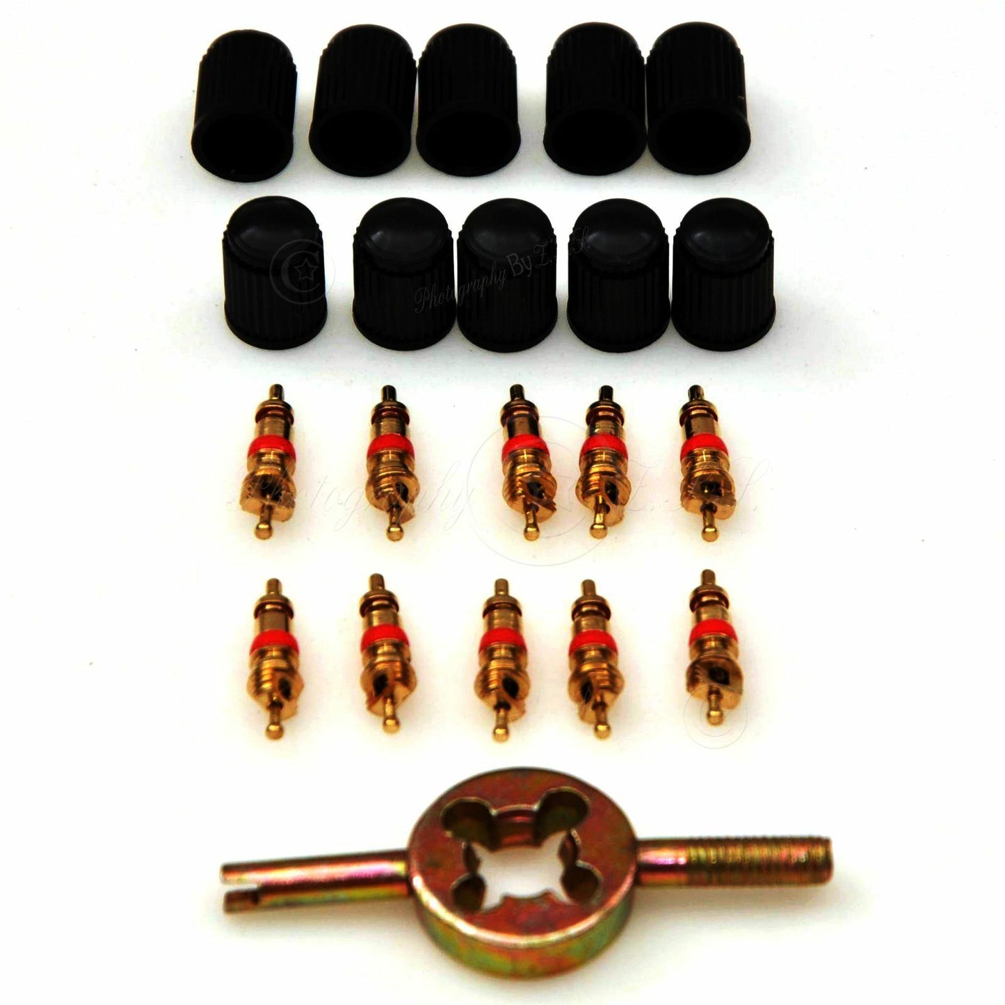 10x American Bike Valve Core+Wrench+Caps for Bicycle Inner Tube Repair Tools Set