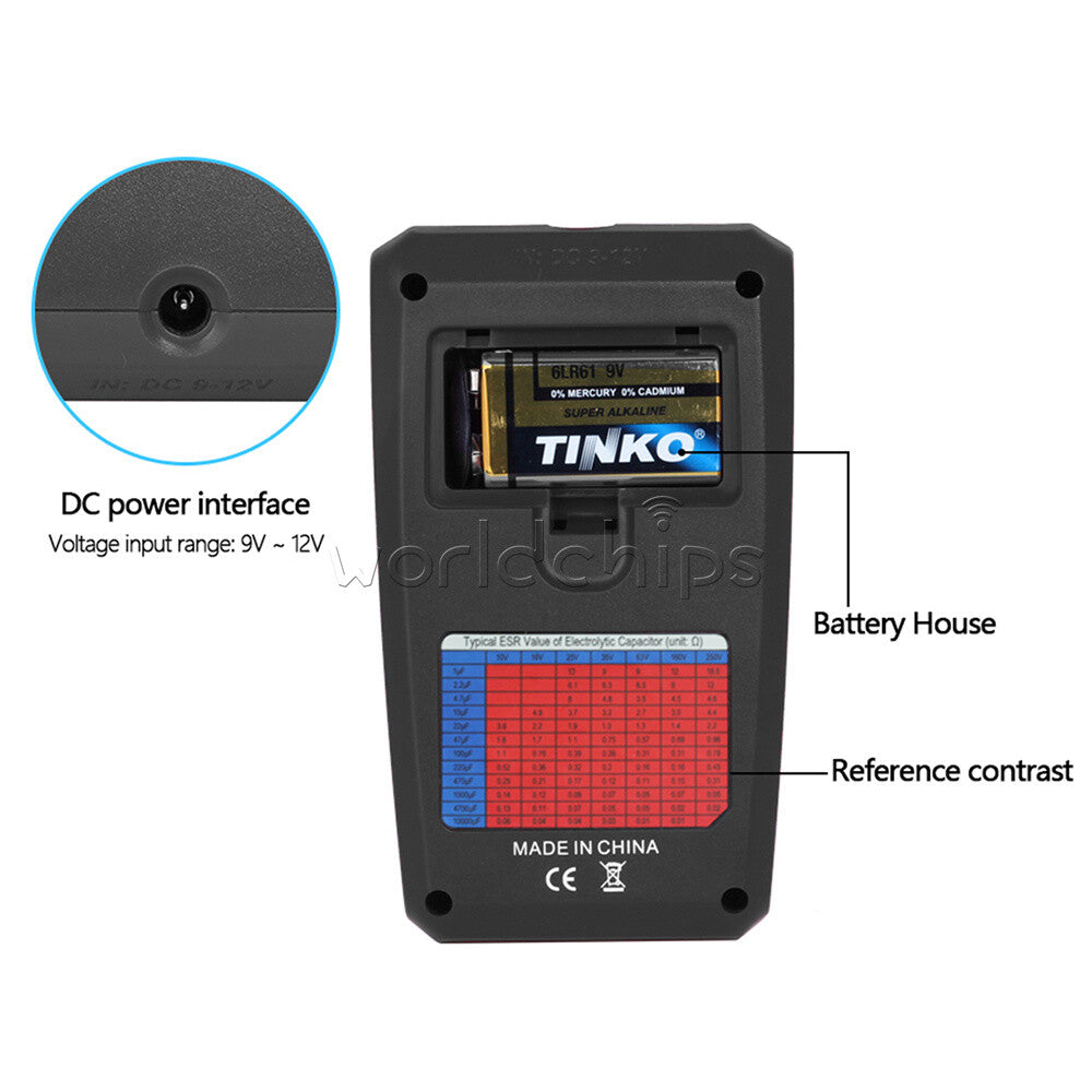 Transistor Tester Detector Meter ESR/SMD Diode Triode Smart Resistor LCD Display