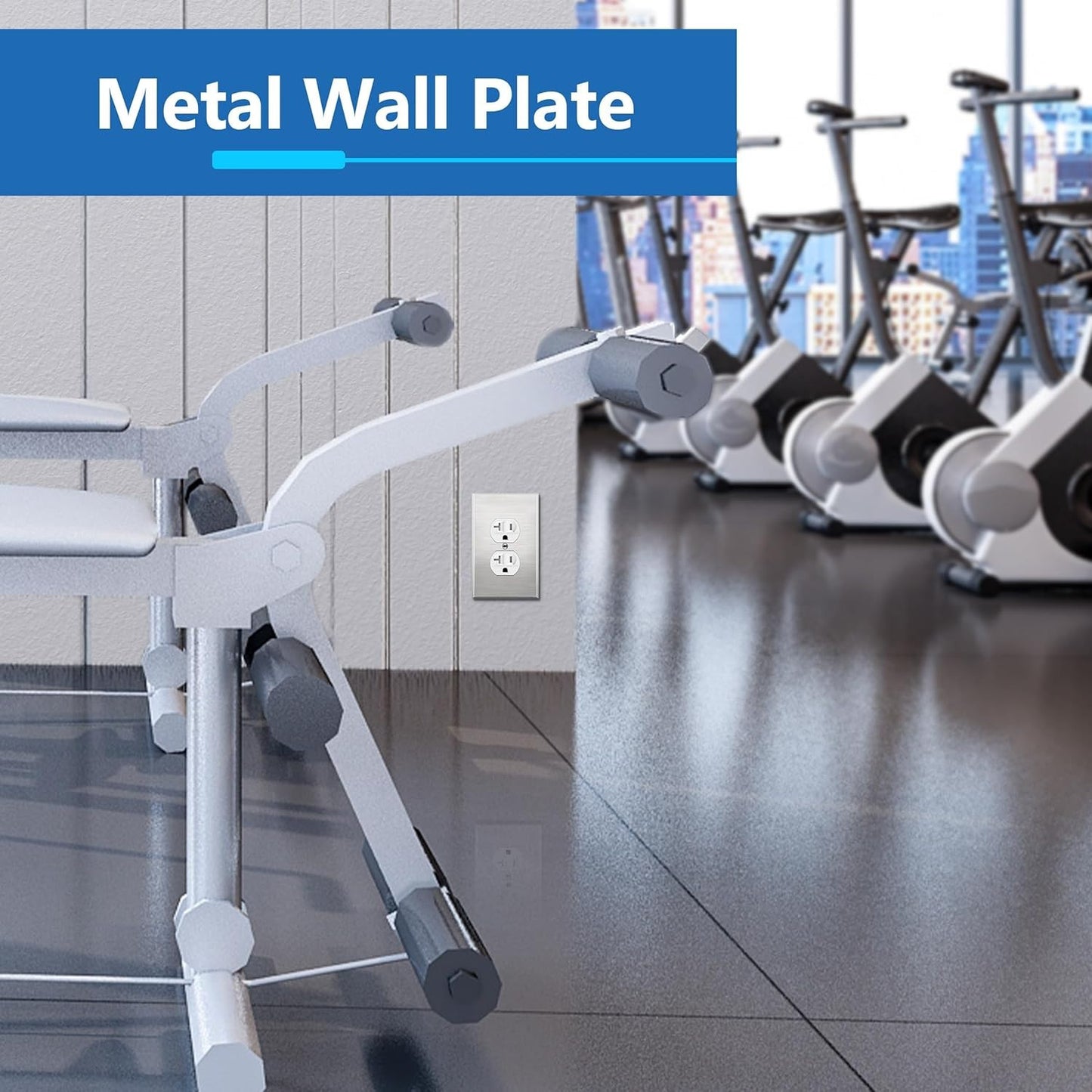 LIDER Duplex Receptacle Metal Wall Plate, Impact and Corrosion Resistant, Metal