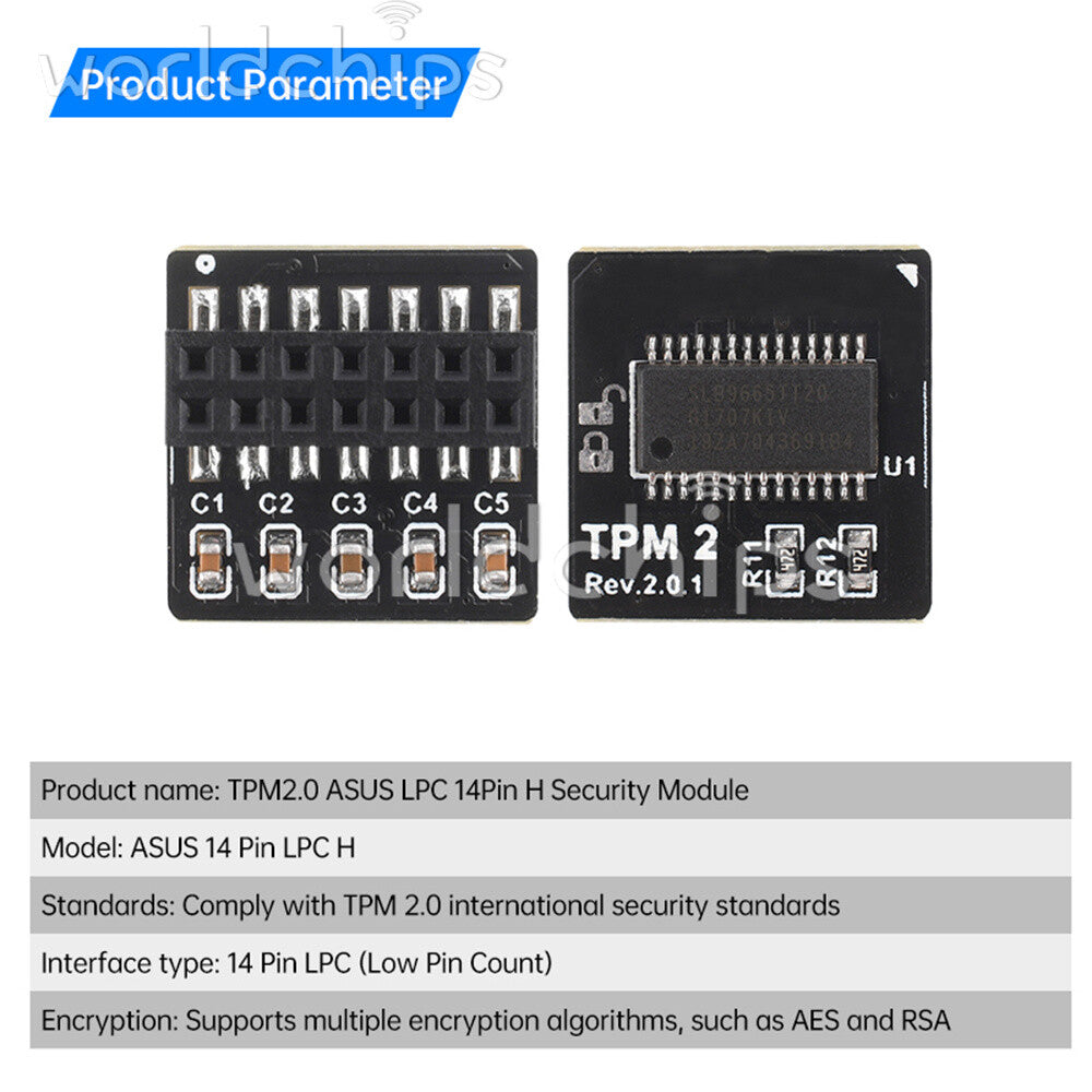 TPM 2.0 Encryption Security Module 14Pin SPI / LPC H For Multi- Motherboard