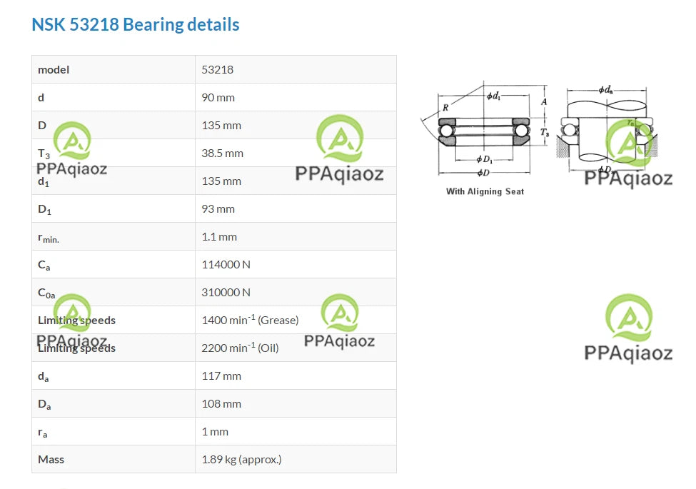 1PC NSK 53218 Single Direction Thrust Bearing 90x135x38.5mm #P