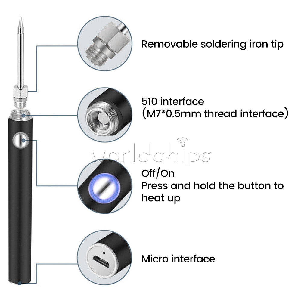 15W Cordless Soldering Iron USB Rechargeable Electric Welding Iron Tool Kit