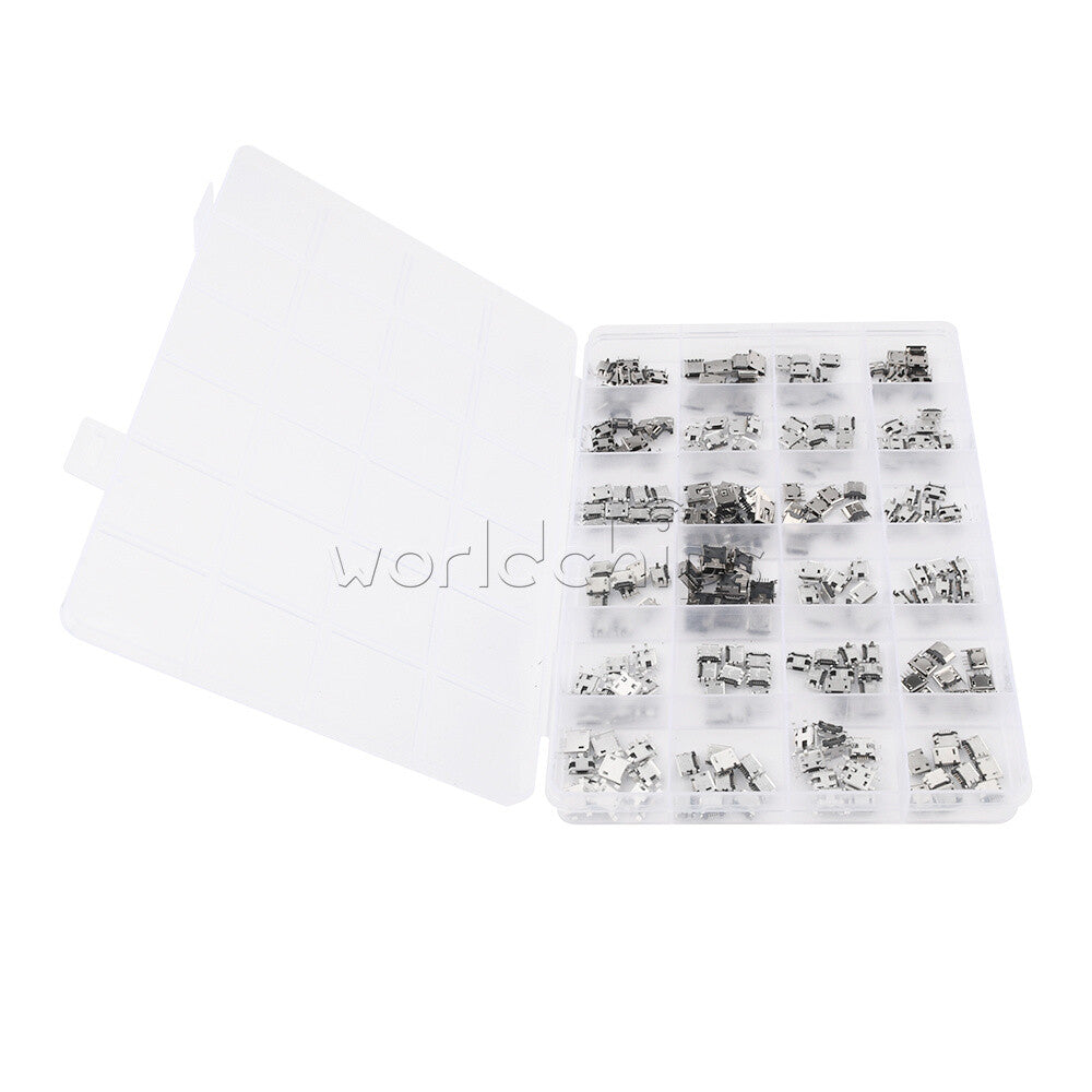 240PCS 24 Kinds Of Micro USB Female Plug Boxed Android Charging Tail Plug