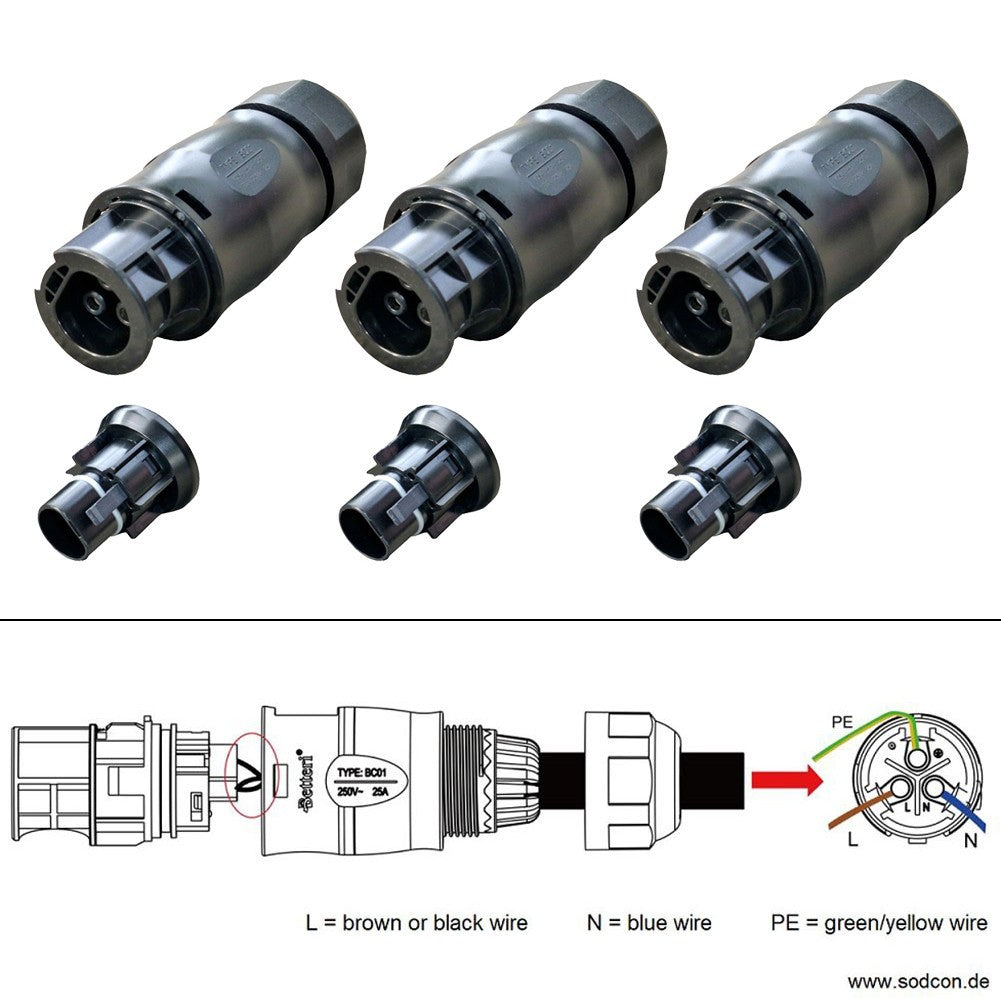 1/3 Set Connector 3-Pole Waterproof Connection Replacement Part High Quality