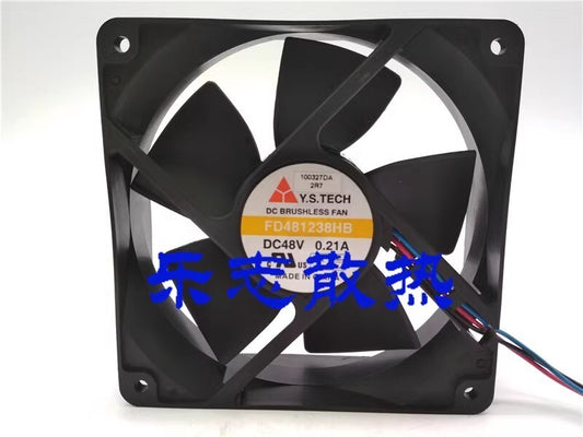 Y.S.TECH FD481238HB 12038 DC48V 0.21A 12CM 3-Wire Inverter Cooling Fan