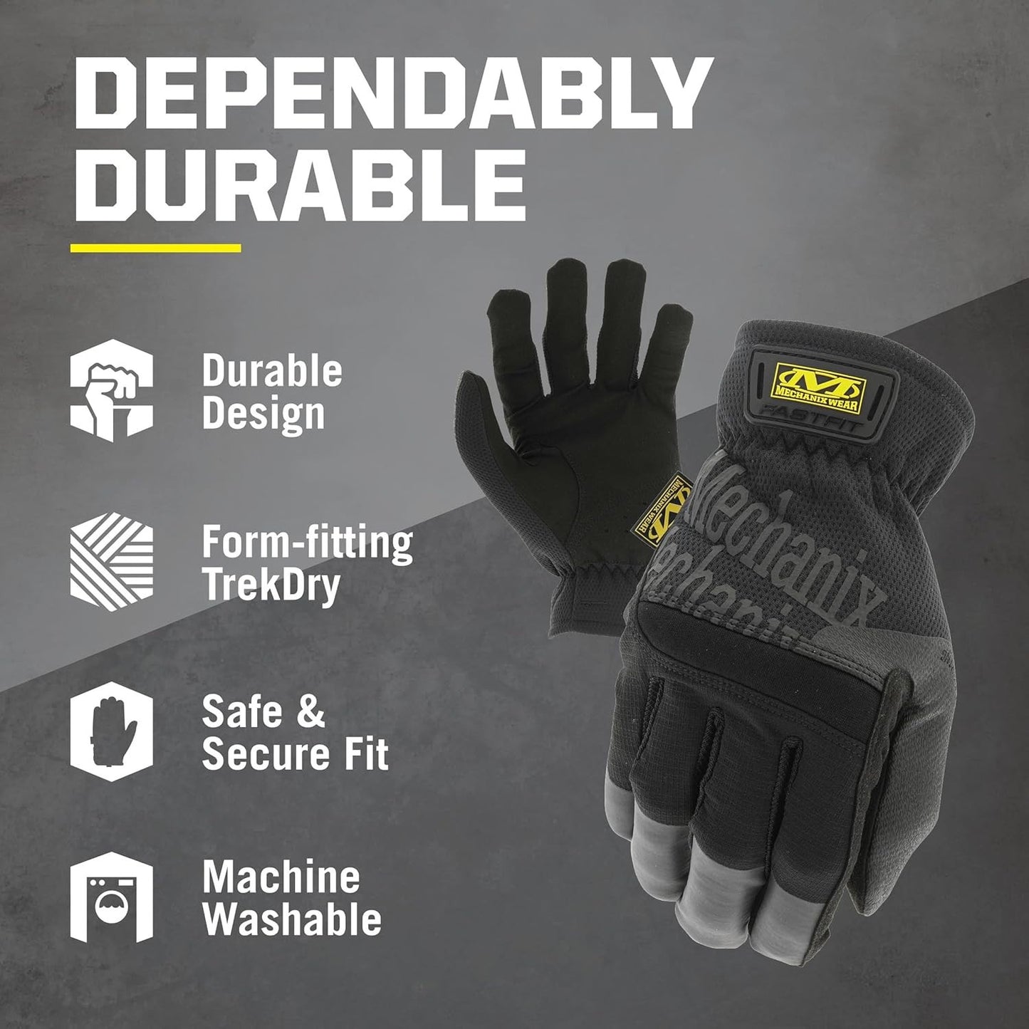 Fastfit Work Gloves - Anti-Slip & Abrasion Resistant Heavy Duty Gloves - Touchsc